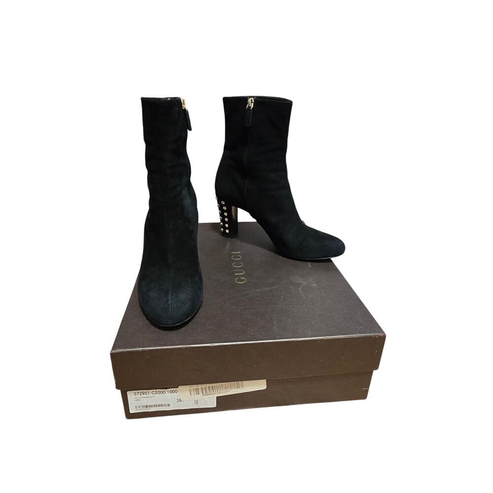 Gucci Melville Black Suede Spike Nero Kid Scamosciato Boots EU 38.5 US 8.5 - Picture 2 of 11